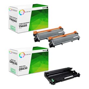 tct premium compatible toner cartridge and drum unit replacement for brother tn660 dr630 works with brother hl-l2340dw, mfc-l2700dw, dcp-l2520dw l2540dw printers (2 tn-660, 1 dr-630) – 3 pack