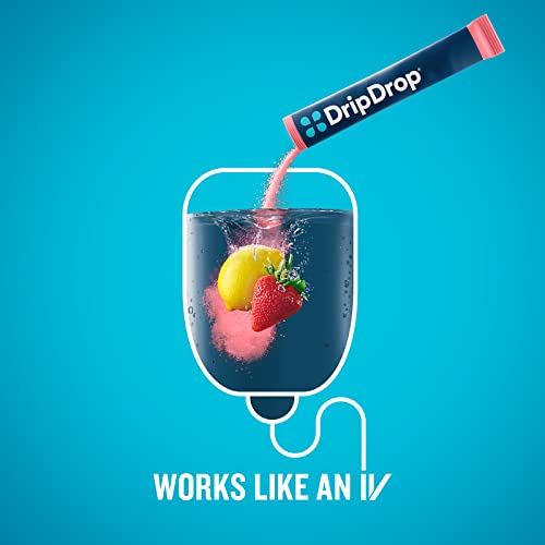 DripDrop Hydration - Electrolyte Powder Packets - Grape, Fruit Punch, Strawberry Lemonade, Cherry - 32 Count