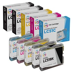 ld compatible ink cartridge replacement for brother lc51 (2 black, 1 cyan, 1 magenta, 1 yellow, 5-pack)