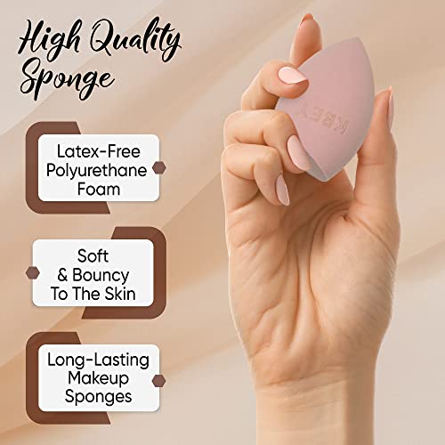 KBEY Cosmetics Makeup Sponges for Face - Beauty Sponge Set for Foundation and Contouring - Latex Free 7 Pc Facial Blending Sponges Apply BB Cream, Eyeshadow and Concealer without Streaking (Pink)