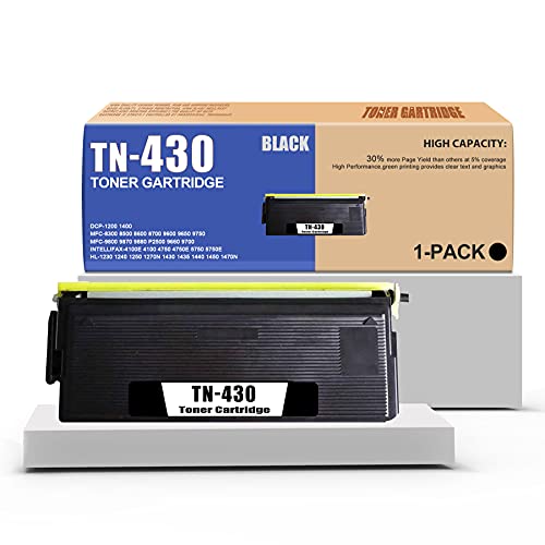 SISL 1-Pack Black Compatible TN430 TN-430 Toner Cartridge Replacement for Brother IntelliFax-4100e 4100 MFC-9750 9800 9870 HL-1230 1240 1250 1270N 1430 DCP-1200 1400 Printers.