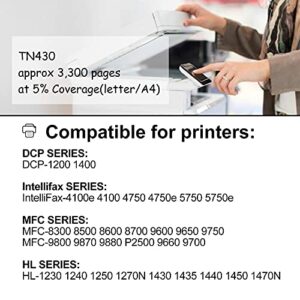 SISL 1-Pack Black Compatible TN430 TN-430 Toner Cartridge Replacement for Brother IntelliFax-4100e 4100 MFC-9750 9800 9870 HL-1230 1240 1250 1270N 1430 DCP-1200 1400 Printers.