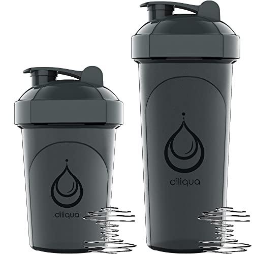 diliqua -10 PACK- Shaker Bottles for Protein Mixes | BPA-Free & Dishwasher Safe | 5 Large 28 oz & 5 20 oz small protein shaker bottle | Shaker Cups for protein shakes | Blender Shaker Bottle Pack