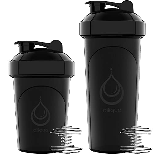 diliqua -10 PACK- Shaker Bottles for Protein Mixes | BPA-Free & Dishwasher Safe | 5 Large 28 oz & 5 20 oz small protein shaker bottle | Shaker Cups for protein shakes | Blender Shaker Bottle Pack