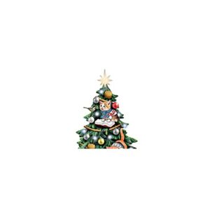 The Bradford Exchange Jurgen Scholz A Purrrfect Christmas Cat-Themed Illuminated Tabletop Christmas Tree Featuring Hand-Painted Kitten Sculptures