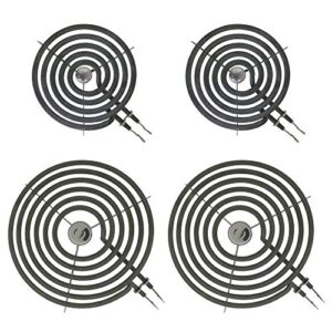 kitchen basics 101 wb30m1 wb30m2 replacement range stove top surface element burner kit for ge and hotpoint, 4 pack includes 2 wb30m1 (6″) and 2 wb30m2 (8″), 2912, 340523, 243867, wb30m0001