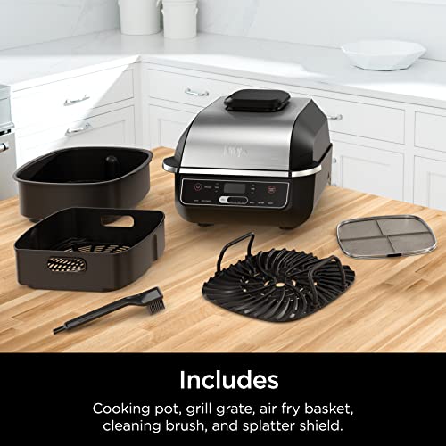 Ninja EG201 Foodi 6-in-1 Indoor Grill with Air Fry, Roast, Bake, Broil, & Dehydrate, 2nd Generation, Black/Silver