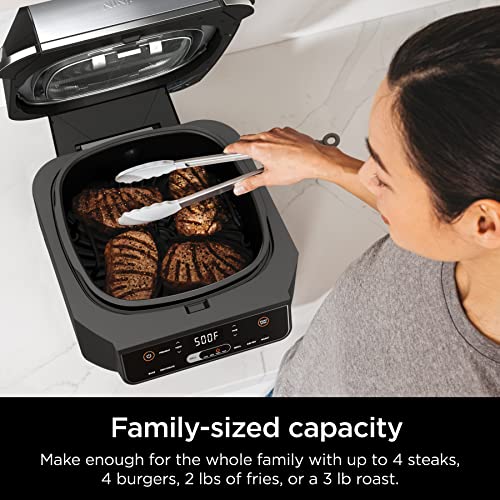 Ninja EG201 Foodi 6-in-1 Indoor Grill with Air Fry, Roast, Bake, Broil, & Dehydrate, 2nd Generation, Black/Silver