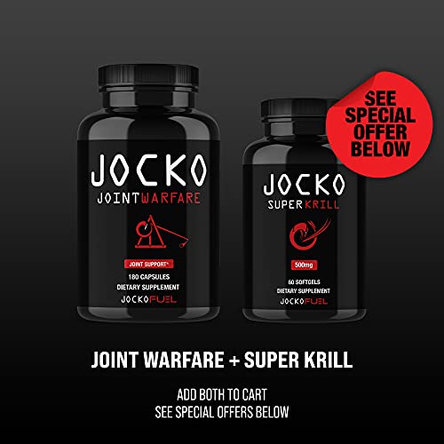 Jocko Fuel Antarctic Krill Oil Omega 3 Fatty Acid Supplements DHA & EPA - 500mg Softgels - Supports Joints, Mobility & Mental Function (60 Softgels)