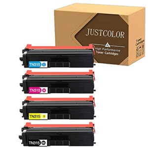 justcolor compatible toner cartridge replacement for brother tn315 tn-315 tn310 use with hl-4150cdn mfc-9460cdn mfc-9970cdw hl-4570cdw mfc-9560cdw (1 black, 1 cyan, 1 magenta, 1 yellow) 4 pack