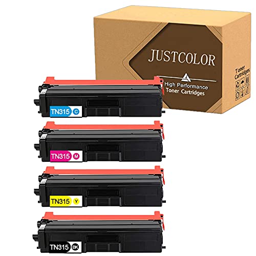 JUSTCOLOR Compatible Toner Cartridge Replacement for Brother TN315 TN-315 TN310 use with HL-4150CDN MFC-9460CDN MFC-9970CDW HL-4570CDW MFC-9560CDW (1 Black, 1 Cyan, 1 Magenta, 1 Yellow) 4 Pack