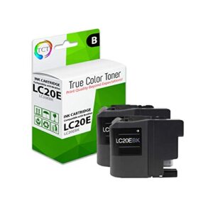 tct compatible ink cartridge replacement for brother lc20e lc20ebk black super high yield works with brother mfc-j5920dw j985dw printers (2,400 pages) – 2 pack