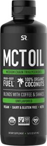 sports research keto mct oil from organic coconuts – fatty acid fuel for body and brain – triple ingredient c8, c10, c12 mcts – perfect in coffee, tea, & more – non-gmo & vegan – unflavored (16 oz)