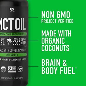 Sports Research Keto MCT Oil from Organic Coconuts - Fatty Acid Fuel for Body and Brain - Triple Ingredient C8, C10, C12 MCTs - Perfect in Coffee, Tea, & More - Non-GMO & Vegan - Unflavored (16 Oz)