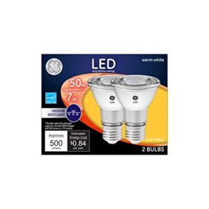 ge lighting 93116055 led directional light bulb, r20, warm white, clear bulb, 500 lumens, 7-watt, 2-pk. – quantity 1