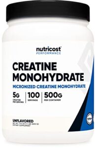 nutricost creatine monohydrate micronized powder 500g, 5000mg per serv (5g) – micronized creatine monohydrate, 100 servings