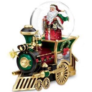 thomas kinkade santa claus is comin’ to town musical snowglobe train car by the bradford exchange