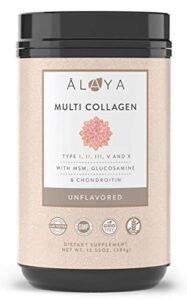 alaya multi collagen powder – type i, ii, iii, v, x hydrolyzed collagen peptides protein powder supplement with msm + gc (unflavored)