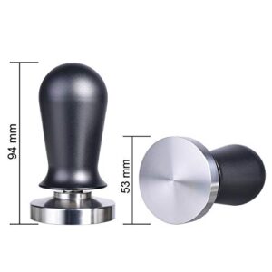 53mm Calibrated Espresso Tamper, MATOW Calibrated Coffee Tamper with Spring Loaded Anodized Aluminum Handle Stainless Steel Flat Base, Professional Espresso Hand Tamper(Aluminum Handle, 53mm Tamper)