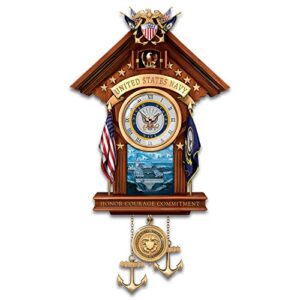 the bradford exchange united states navy mahogany-finished wood toned cuckoo clock