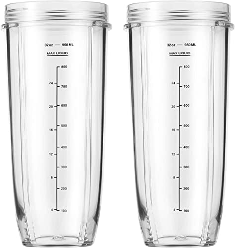 Replacement Part for Nutri Ninja Blender 2-Pack 32oz Replacement Cups Compatible with Nutri Ninja Auto-iQ Series Blenders