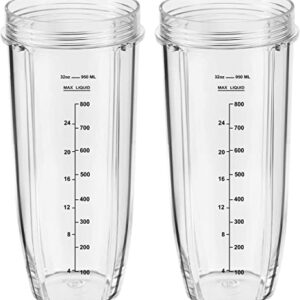 Replacement Part for Nutri Ninja Blender 2-Pack 32oz Replacement Cups Compatible with Nutri Ninja Auto-iQ Series Blenders