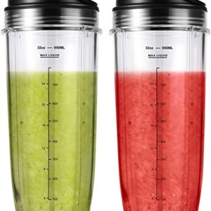 Replacement Part for Nutri Ninja Blender 2-Pack 32oz Replacement Cups Compatible with Nutri Ninja Auto-iQ Series Blenders