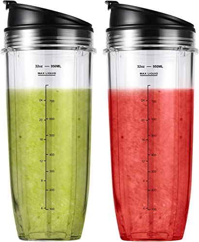 Replacement Part for Nutri Ninja Blender 2-Pack 32oz Replacement Cups Compatible with Nutri Ninja Auto-iQ Series Blenders