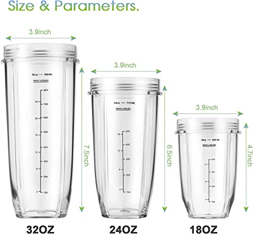 Replacement Part for Nutri Ninja Blender 2-Pack 32oz Replacement Cups Compatible with Nutri Ninja Auto-iQ Series Blenders