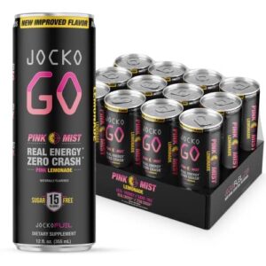 jocko go energy drinks sugar free – keto, vitamin b12, vitamin b6, nootropic – sugar free energy drinks w/ monk fruit (pink lemonade pink mist) 12pk