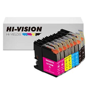 HI-VISION HI-YIELDS ® Compatible Super High Yield LC107XXL/LC105 XXL Ink Cartridge Replacement (2 Black 2 Cyan 2 Yellow 2 Magenta 8Pack) for MFC-J4310DW J4410DW J4510DW J4610DW J4710DW