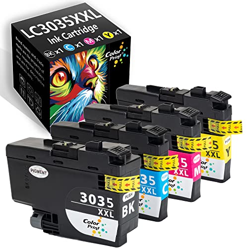 (4-Pack, BK, C, M, Y) ColorPrint Compatible Ink Cartridge Replacement for Brother LC3035 XXL LC3035XXL LC-3035XXL LC3033 Work with MFC-J995DW MFC-J995DWXL MFC-J815DW MFC-J805DW MFC-J805DWXL Printer