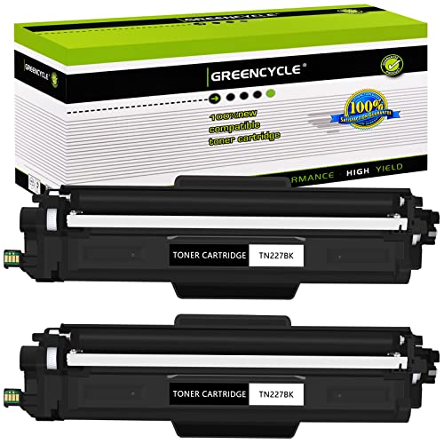 GREENCYCLE Compatible Toner Cartridge Replacement for Brother TN227 TN227BK to use with HL-L3290CDW HL-L3210CW MFC-L3750CDW MFC-L3710CW DCP-L3550CDW Printer (Black, 2-Pack)