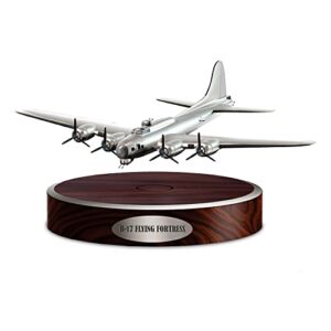 the bradford exchange b-17 flying fortress hand-painted sculpture wirth a wood-look base with a silvery title plaque and trim
