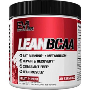 evlution evl leanbcaa, bcaa’s, cla and l-carnitine, stimulant-free, recover and burn fat, sugar and gluten free, 30 servings (fruit punch)