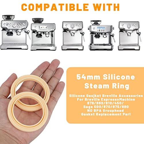54mm Silicone Steam Ring, 2Pack Grouphead Gasket Replacement Part for Breville Espresso Machine 878/870/860/840/810/500/450/ Sage 500/870/875/880/810/878