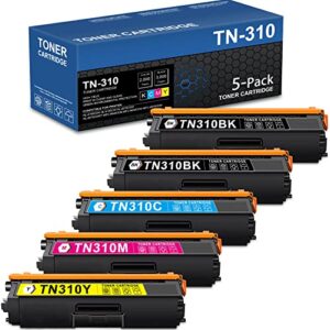 nucala tn310 tn-310 toner cartridges: compatible tn-310bk tn-310c tn-310m tn-310y for brother hl-4150cdn hl-4140cw hl-4570cdw mfc-9640cdn mfc-9650cdw mfc-9970cdw printer (5-pack, 2bk+1c+1m+1y)