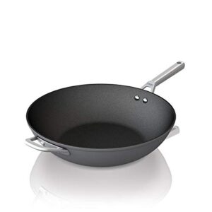 ninja c30928 foodi neverstick premium 11-inch wok, hard-anodized, nonstick, durable & oven safe to 500°f, slate grey