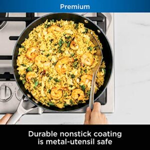 Ninja C30928 Foodi NeverStick Premium 11-Inch Wok, Hard-Anodized, Nonstick, Durable & Oven Safe to 500°F, Slate Grey