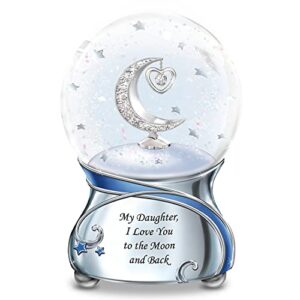 my daughter, i love you to the moon and back snowglobe with moon and heart charm
