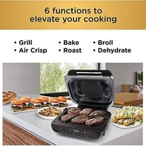 Ninja FG551 Foodi Smart XL 6-in-1 Indoor Grill with Air Fry, Roast, Bake, Broil & Dehydrate, Smart Thermometer, Black/Black