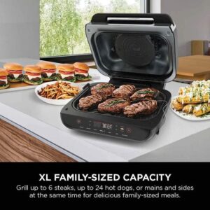 Ninja FG551 Foodi Smart XL 6-in-1 Indoor Grill with Air Fry, Roast, Bake, Broil & Dehydrate, Smart Thermometer, Black/Black