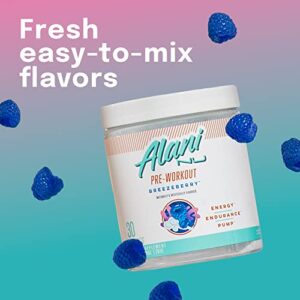 Alani Nu Pre Workout Supplement Powder for Energy, Endurance & Pump | Sugar Free | 200mg Caffeine | Formulated with Amino Acids Like L-Theanine to Prevent Crashing | Breezeberry, 30 Servings