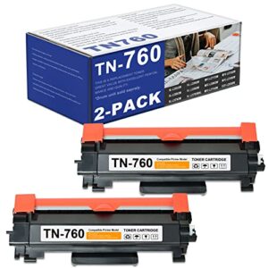 uotyue 2 pack tn760 tn-760 high yield toner cartridge replacement for brother 760 to use with mfc-l2710dw hl-l2395dw mfc-l2750dw hl-l2370dw hl-l2390dw dcp-l2550dw hl-l2350dw printer ink cartridge