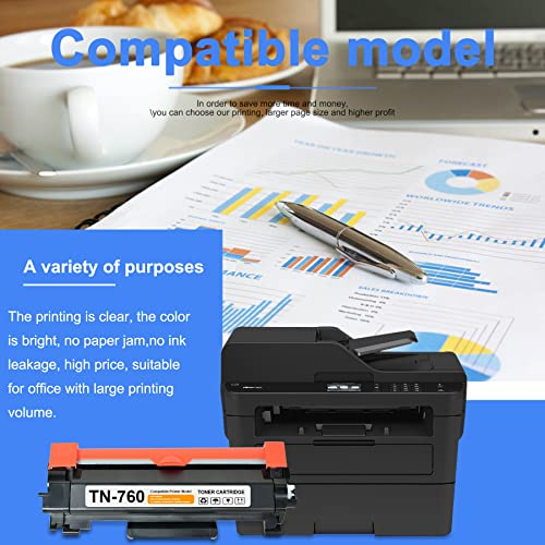 UOTYUE 2 Pack TN760 TN-760 High Yield Toner Cartridge Replacement for Brother 760 to use with MFC-L2710DW HL-L2395DW MFC-L2750DW HL-L2370DW HL-L2390DW DCP-L2550DW HL-L2350DW Printer Ink Cartridge