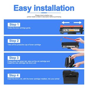 UOTYUE 2 Pack TN760 TN-760 High Yield Toner Cartridge Replacement for Brother 760 to use with MFC-L2710DW HL-L2395DW MFC-L2750DW HL-L2370DW HL-L2390DW DCP-L2550DW HL-L2350DW Printer Ink Cartridge