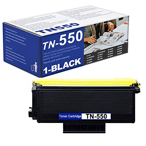 1 Pack TN-550 TN550 Black Toner Cartridge Replacement for Brother DCP-8060 8065DN 8080DN 8085DN HL-5240 5250DN/DNT 5270DN 5350DN/DNLT 5370DW/DWT 5380DN 5280DW Printer.