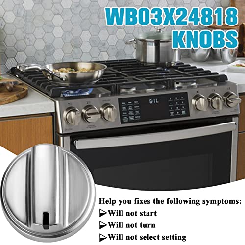 WB03X24818 GE Stove Knobs Replacements Compatible with GE Range Oven Gas Stove Knobs, Replace Part # 4363588 AP5989029 PS11729081 EAP11729081 Model Specific Not Universal - 5 Pack, 1 Years Warranty