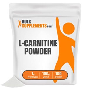 bulksupplements.com l-carnitine powder (base) – amino acids supplement for muscle recovery & endurance – gluten free – 1000mg (1g) per serving, 100 servings (100 grams – 3.5 oz)