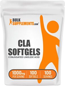 bulksupplements.com cla softgels (conjugated linoleic acid) – cla supplements for energy, 1000mg of cla from safflower oil – 1 softgel per serving – 100-day supply (100 softgels)